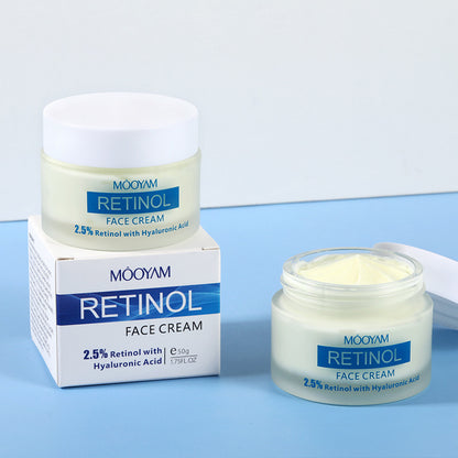 MÔOYAM
RETINOL
FACE CREAM
2.5% Retinol with Hyaluronic Acid
e 50g
1.75FL.OZ